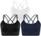 Memoryee Sport BH Damen Große Brüste Push Up Ohne Bügel Kreuz Rücken Rückenfrei Gepolstert Mittlere Unterstützung Crop Top für Yoga Tanz Laufen Radfahren Mehrfarbig4 L