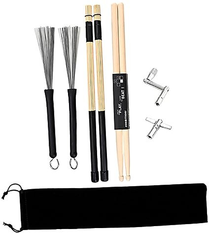 ifundom Holz-drumsticks Hickory-drumsticks Drum-stimmschlüssel Komplettes Drum-set-zubehör