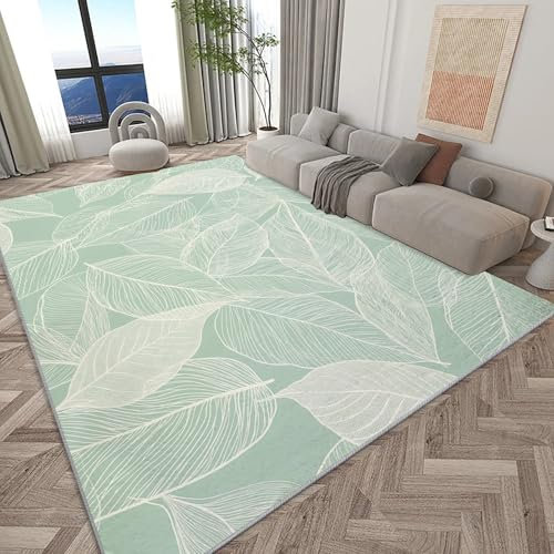 Generisch Teppich Wohnzimmer Strichzeichnungen Blattstruktur 80x150 cm Teppich Schlafzimmer Kurzflor Teppich Groß Weiche Teppich rutschfest Teppich Flauschiger Teppich