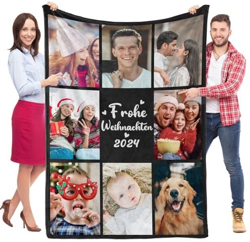 Jkolalin Personalisierte Decke mit Foto, Personalisierte Decken, Personalisierte Kuscheldecke, Personalisierte Foto Decke, Personalisierte Frauen Männer Mama Papa Oma Opa Kinder Familie