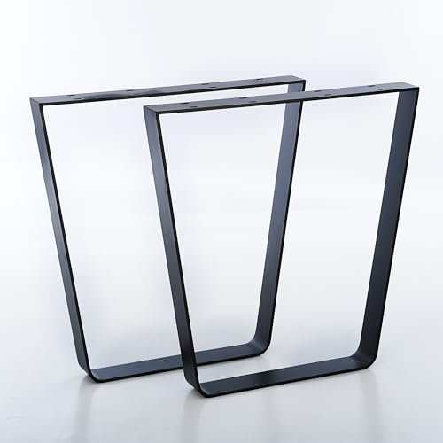 mina concept Tischkufen Flachstahl gebogen – Schwarz– Gestell V Modell– Breite unten 50 cm, Oben 70 cm, Höhe 72 cm Profil 80 x 8 mm – 2 Stück – V F 8008 SW