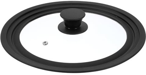 sourcing map 1Pcs Universal Lid for Pot Fit 8.5, 9.5, 10 Inch Diameter Cookware, Replacement Pan Lids with Heat Resistant Silicone Rim, Steam Vent Pan Lid for Pots, Frying Pans, Skillets, Black