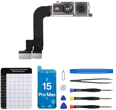 CYKJGS per iPhone 15 Pro Max Fotocamera Frontale Sostituzione Fotocamera Selfie 15promax 12MP OEM Frontale Fotocamera Frontale Modulo Cavo Flex Sensore di Prossimità Riparazione con Kit Strumenti
