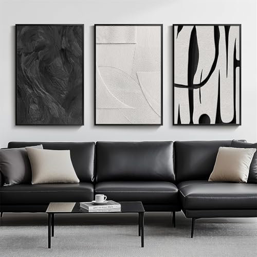3er Poster Set Moderne Luxus Abstrakt Kunst Wandbilder Schwarz Beige Leinwand Bilder ohne Rahmen Kunstdruck Bild Wanddeko für Wohnzimmer Schlafzimmer (30×40 cm)