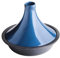 QDESIGN Tajine en fonte d'acier sans PFOA - tous feux dont induction - Compatible four, lave-vaiselle et frigo - Bleu, Ø 29cm (2,4L)