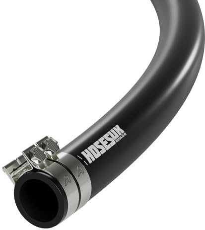 6mm (1/4) ID x 10mm (3/8) OD Black Rubber Unreinforced Fuel, Oil, Water, Air Hose with Pipe Clips 2 Metre