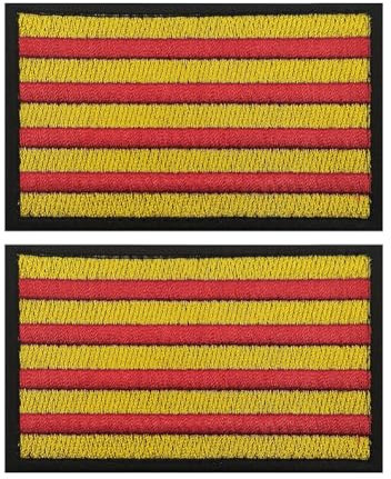 2 parches bordados con la bandera de España y Cataluña, emblema táctico, insignias, gancho para coser en el brazo, hombro, para ropa, bolsas, mochila