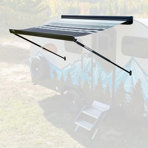 RecPro RV 9' Motorized Cassette Awning with LED Lights | Comes Pre-Assembled | Retractable Awning | PVC Vinyl Material | Protects Against Weather (9 Foot)