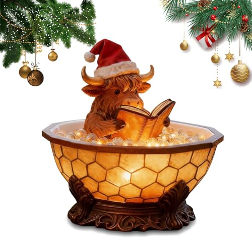 INSDHCCHD Weihnachtliche Highland-Kuh-Badelampe mit Schaum, 3D-Tier-Lesebuch-Nachtlicht, sanftes warmes Licht, for Badezimmer, Kinderzimmer, Schlafzimmer, Festliche Partydekoration