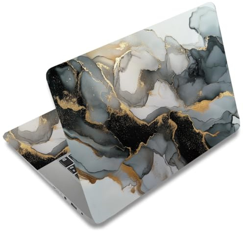 SUPERDANT Pellicola Adesiva Marmo Nero Oro per Notebook Protettiva Decorativa Universale per PC Portatile 12 13 13.3 14 15 15.4 15.6