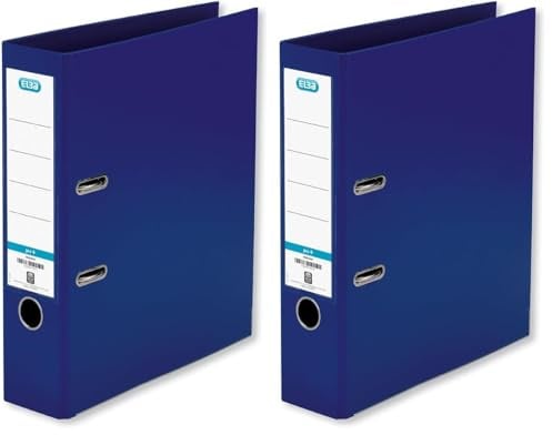Elba A4 Lever Arch File, 570 Sheet Capacity, 80mm Spine, Strongline Plastic on Board, Single, Blue (Pack of 2)