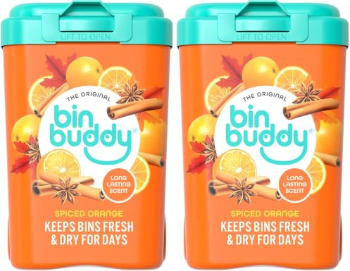 Bin Buddy Spiced Orange - Leaves Your Bin Fresh and Smelling Great – Suitable for Indoor, Kitchen, Bathroom, Compost, Food Waste and Outdoor Wheelie Bins (Pack of 2)