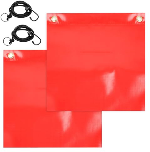 2 Stück Rote Warnflagge, Rote Fahne für Transport mit Gummiseil, roteflagge Wasserdicht und Wetterfest, Notfallwarnflaggen Überhänge, Red Flag für Auto, Wohnwagen, AnhäNger, FahrradträGer, Boot