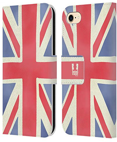 Head Case Designs Union Jack Das Beste Von London Leder Brieftaschen Handyhülle Hülle Huelle kompatibel mit Apple iPhone 7/8 / SE 2020 & 2022