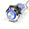 LED-Druckschalter - Einbau-Durchmesser 16 mm - Vandalismus-geschützt - Edelstahl - rostfrei wasserdicht - mit Ringbeleuchtung (Rastend, Blau)