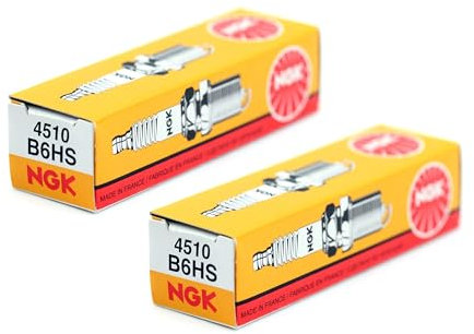 2x NGK B6HS Hochleistungs Zündkerze 2er Set Ø14mm für Motorrad Auto Boot Quad Motor Motorroller Kleinkrafträder PKW Stock Nr. 4510