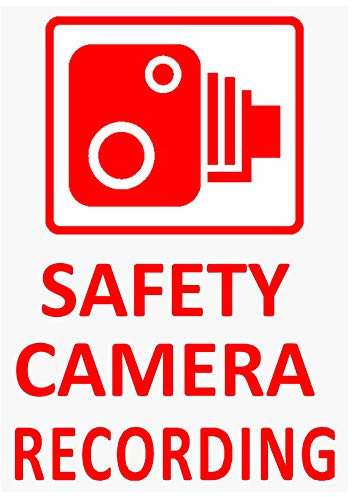 4 x SAFETY CAMERA Recording-RED onto CLEAR-WINDOW Stickers-Vehicle Security Warning Dash Cam Signs-CCTV,Car,Van,Truck,Taxi,Mini Cab,Bus,Coach,Protection,Secure,Deterrent,Notice,60mm x 87mm,Protect