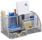 Relaxdays Schreibtischorganizer 6 Ablagen, kompakter Büroorganizer, Metall, Schublade, Zettehalter, Stifteköcher, silber, 12.5 x 27.5 x 14 cm