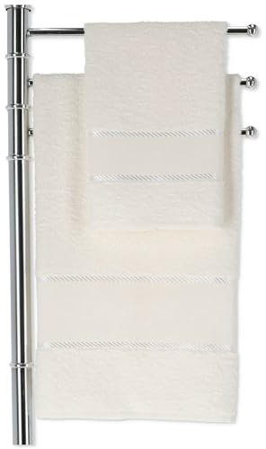 Casatessile Aida Paar Stickerei Handtücher Set mit 2 Gesichts- und Bidet-Badetüchern - Panna