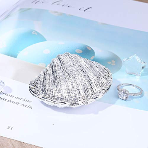 YU FENG Silber Muschel klappbar Schmuckschachtel Ehering Halter Metall Muschel Figur für Ring Display