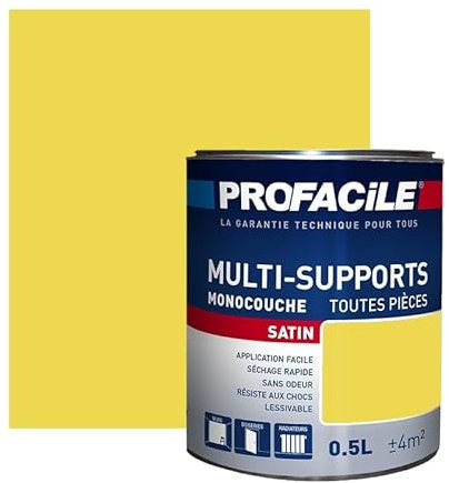 PROFACILE Peinture intérieure multi-supports, satin, murs, plafonds, boiseries, radiateurs, sans odeur, plusieurs teintes 0.5 litre