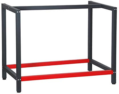 Wiltec Werkbank Gestell 100 x 57 x 81 cm aus Stahl, Werkbankgestell in Anthrazit Rot, Tischgestell max. 200 kg als Werkbank, Arbeitstisch & Sideboard