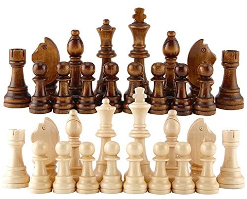 32PCS Wooden International Chess Pieces with No Board, Portable International Chess Pieces Tournament Staunton Chess Pieces Entertainment Board Game Set