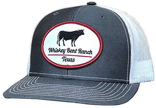 WHISKEY BENT HAT CO. Whiskey Ranch Viehhhut verstellbar Snapback Hüte, Grau/weißer Rinderaufnäher, Einheitsgröße
