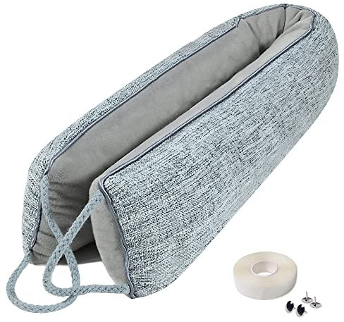 fowong Heavy Door Draught Excluder, 97 X 10 cm Under Door Draft Excluder Soundproof Seal Insulation Draught Excluder for Bottom of Doors with Hook & Loop, Grey