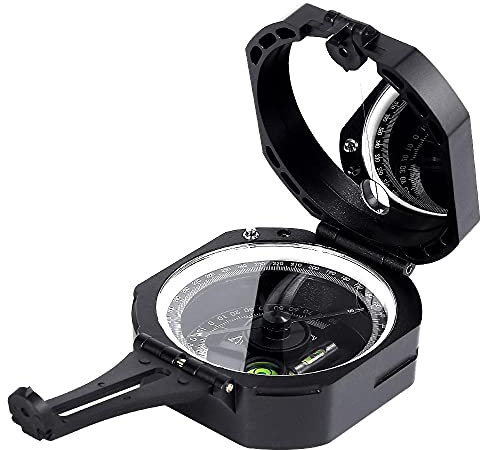 Bussola Militare Geologica, Portatile Bussola, Fluorescente, Impermeabile e Shakeproof per l'esplorazione Geologica, Caccia, Escursionismo con Astuccio e Cinturino