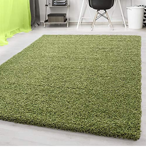 HMWD X Large Small Fluffy Shaggy Large Area Rug Thick Pile Hallway Runner Non Slip Living Room Bedroom Non-Shed Floor Carpet- Available in 6 Exquisite Colors (Green, 80x150 cm)