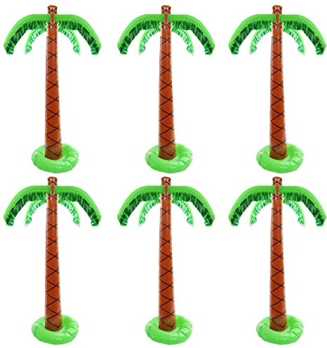 Inflatable Palm Tree Fancy Dress Decoration 90CM/3FT Summer Tropical Hawaiian Party Prop - Pack of 6