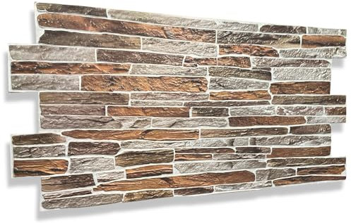 4m² 3D PVC Paneele Stein Optik 10 Stück, Wandpaneele Wandverkleidung Decke Deckenpaneele PVC-Verkleidung Wandtatto Fliesen Imitat