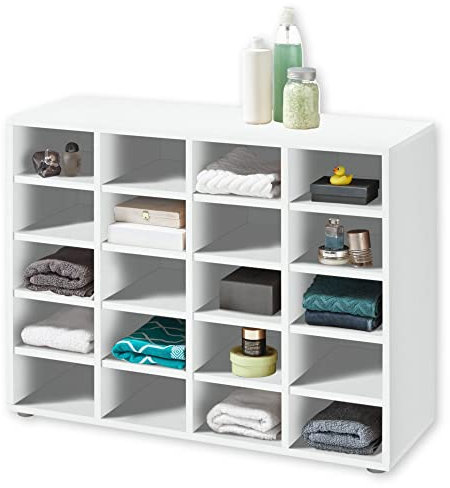 Stella Trading Boots Standregal in Weiß - Universell einsetzbares und multifunktionales Regal mit 20 offenen Fächern - 92 x 68 x 33 cm (B/H/T)