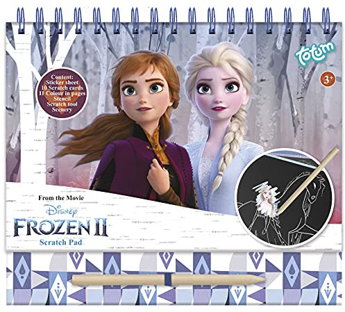 Frozen II Libro dei graffi libro di graffi e album da colorare, con stencil e adesivi glitterati con Anna & ELSA, Activity Book per casa e in viaggio