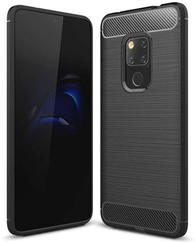 CoolGadget Premium Carbon Handyhülle TPU für Huawei Mate 20, stoßfest, Kratzfest, rutschfest, Anti-Fingerprint, schwarz