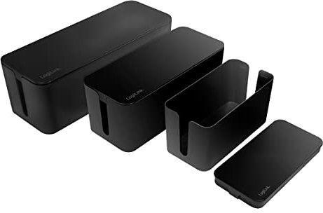 LogiLink KAB0077 - Kabelbox-Set mit 3 Boxen in 3 Größen zum Verstecken von Kabelgewirr, schwarz