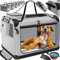 Lovpet® Transportbox Hund Katze Transporttasche XL 81,3x58,4x58,4cm | Hunde-Tragetasche Faltbare Katzentasche | Haustier-Transportbox inkl. Hundenapf & Schultergurt | für Katzen & Hunde Hellgrau