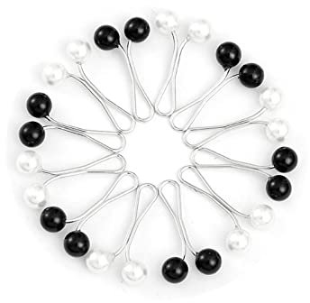 Musulman Hijab Clip Simulé Perle Écharpe,Clip Hijab Broche pour Femme Filles Perle Épingle de Sécurité Clips de Châle de Pull Clips de Broche, (Blanc,Noir)