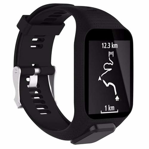 Strap-it Silikonarmband Schwarz - Passend für TomTom Runner 3 - Armband für Smartwatch - Ersatzarmband