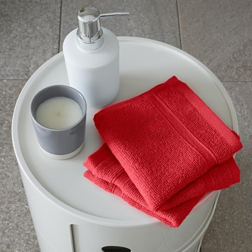 Catherine Lansfield Zero Twist Cotton 30x30cm Face Cloth Pair Red
