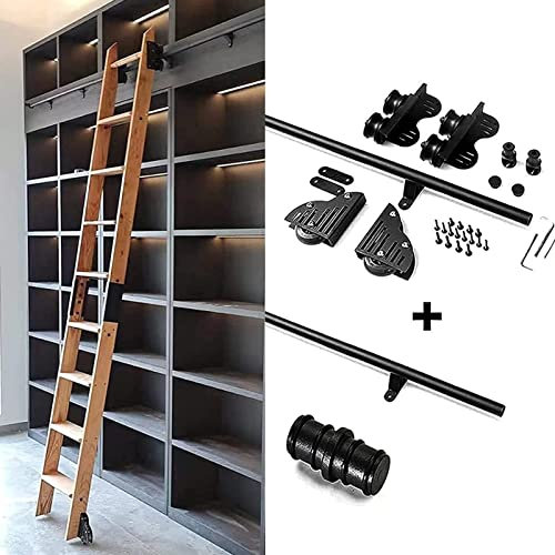 Kit Hardware per binari sospesi per Porte scorrevoli a Scomparsa (Senza Scala), Binario per Scale mobili a Tubo Tondo da 3,3 Piedi a 20 Piedi per casa/Interni/Loft, con Ruote a rulli per pav
