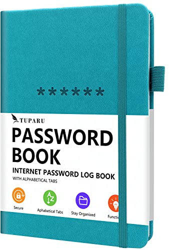 Passwortbuch mit alphabetischen Registerkarten – Hardcover-Internetadresse & Passwort-Organizer – Passwort-Keeper-Notizbuch für Computer & Website – 13,2 x 19,3 cm Log-in Passwort-Tagebuch mit dickem
