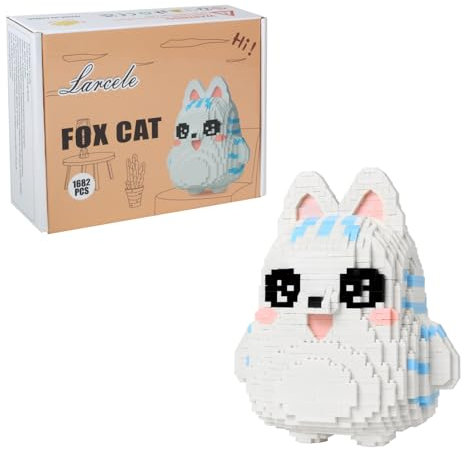 Larcele 1682 pièces Micro Blocs de Construction kit de Jouets, Mini Briques Construction Blocs de Construction Ensemble KLJM-07 réutilisable (Chat Renard)