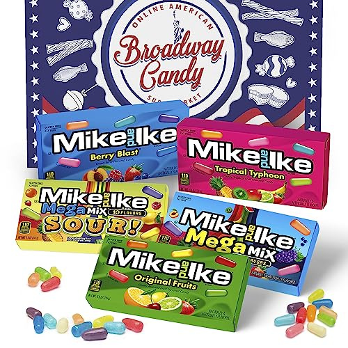 Mike & IKE Broadway Candy Amerikanische Süßigkeiten - Premium Amerikanische Süßigkeiten Box mit Kaubonbons - American Candy Kaubonbons mit Fruchtgeschmack für Jeden Anlass
