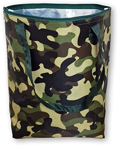 Werbeartikel: Wiederverwendbarer faltbarer Kühler, Einkaufstasche, Strandtasche, leicht und langlebig, mit Aluminium-Innenfutter für perfekte Kühlfunktion, 25 l, grün („Camo Green“)