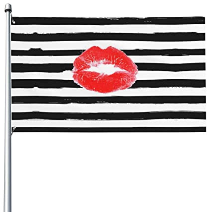 Red Lips Kiss bedruckte 91 x 152 cm große Flaggen, lebendige Farben, Gartendekoration, Banner-Schilder, für drinnen und draußen
