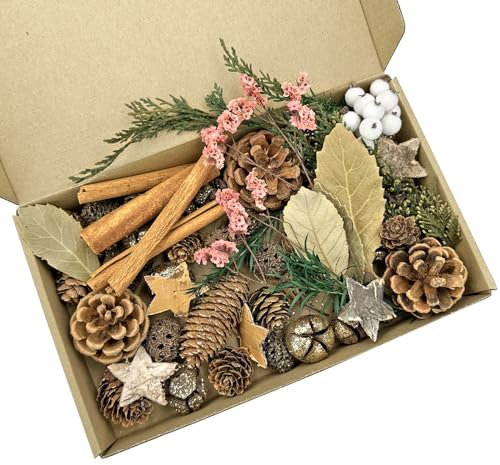 Pextian Adventskranz Deko, 68PCS Weihnachtsdeko, Bastelset Weihnachten, Bastelzubehör mit Tannenzapfen, Moos für Deko Adventskranz, Weihnachtskranz, Weihnachten Deko, Basteln, Türkranz,Hellgrünes Moos