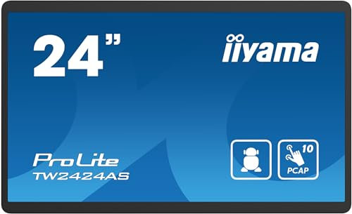 iiyama Prolite TW2424AS-B1 60,5cm 23,8 IPS LED-Monitor Full-HD 10 Punkt Multitouch kapazitiv HDMI USB2.0 USB3.2 USB-C Out RJ45 Android-OS Bluetooth Anti-Glare-Beschichtung 3H 24/7