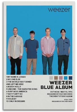VerimP Weezer Poster, blaues Album-Poster, Albumcover, Poster, dekorative Malerei, Leinwand, Wandposter für Raumdekoration, ästhetische Sportlandschaft, Büro, Raumdekoration, Geschenk, 30 x 45 cm,